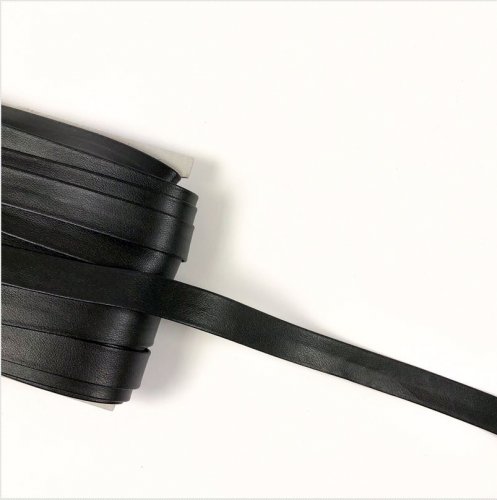 Kunstleder Schrägband - 15 mm - schwarz